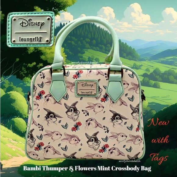 Disney Loungefly 🆕 Thumper & Flowers Mint Crossbody Bag